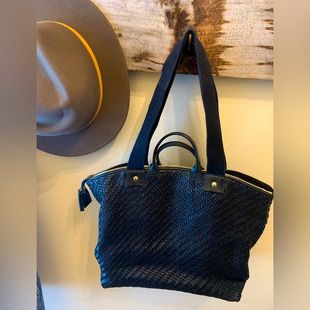 Clare v Le Zip Sac in woven leather